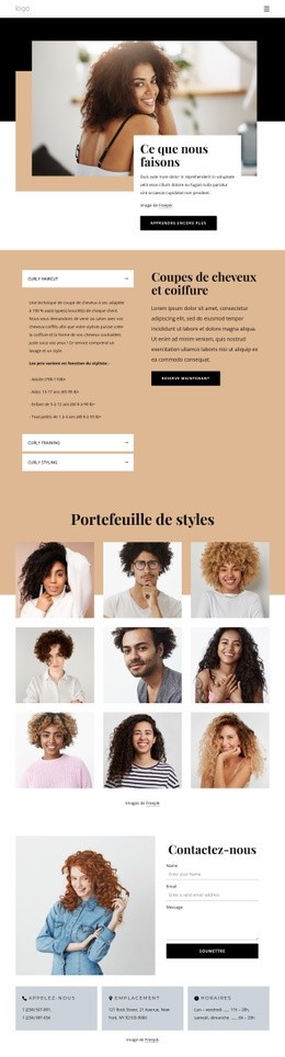 Spécialistes Locaux Des Cheveux Bouclés - Conception D'Une Seule Page