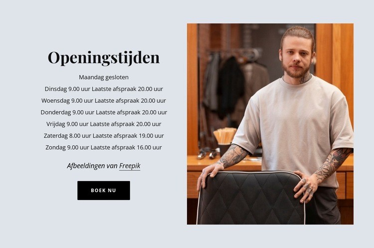 Openingstijden schoonheidssalon Bestemmingspagina