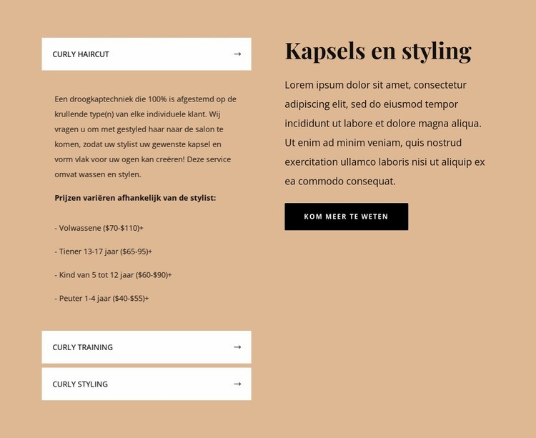 Kapsels en styling HTML5-sjabloon