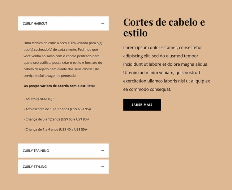 Cortes de cabelo e estilo Template Joomla