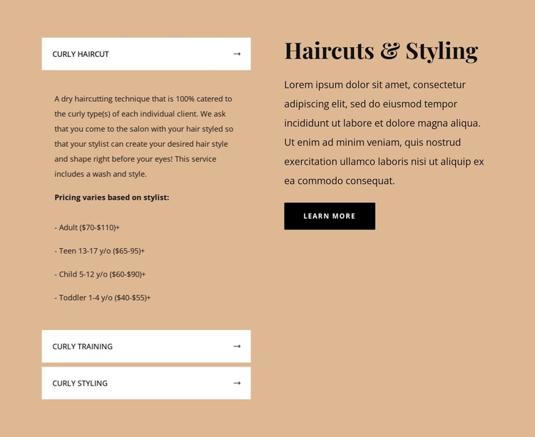 Haircuts and styling Website Builder Software