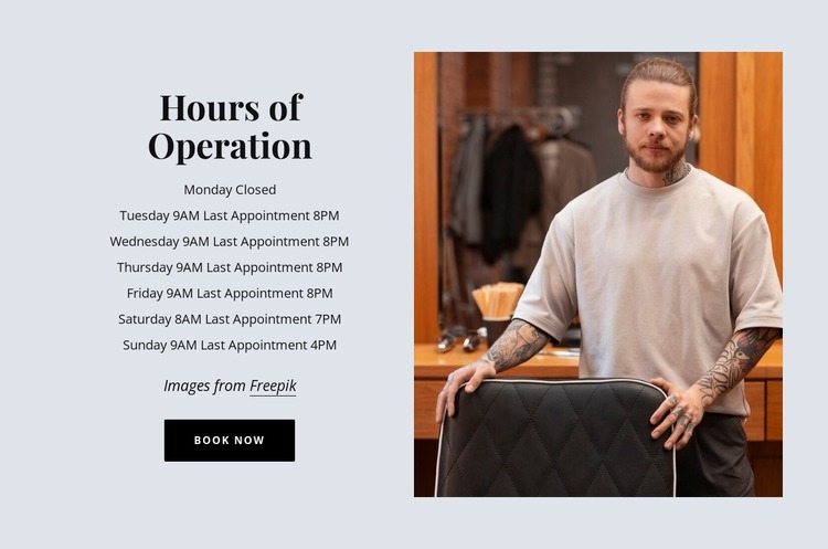 Beauty salon hours Website Mockup