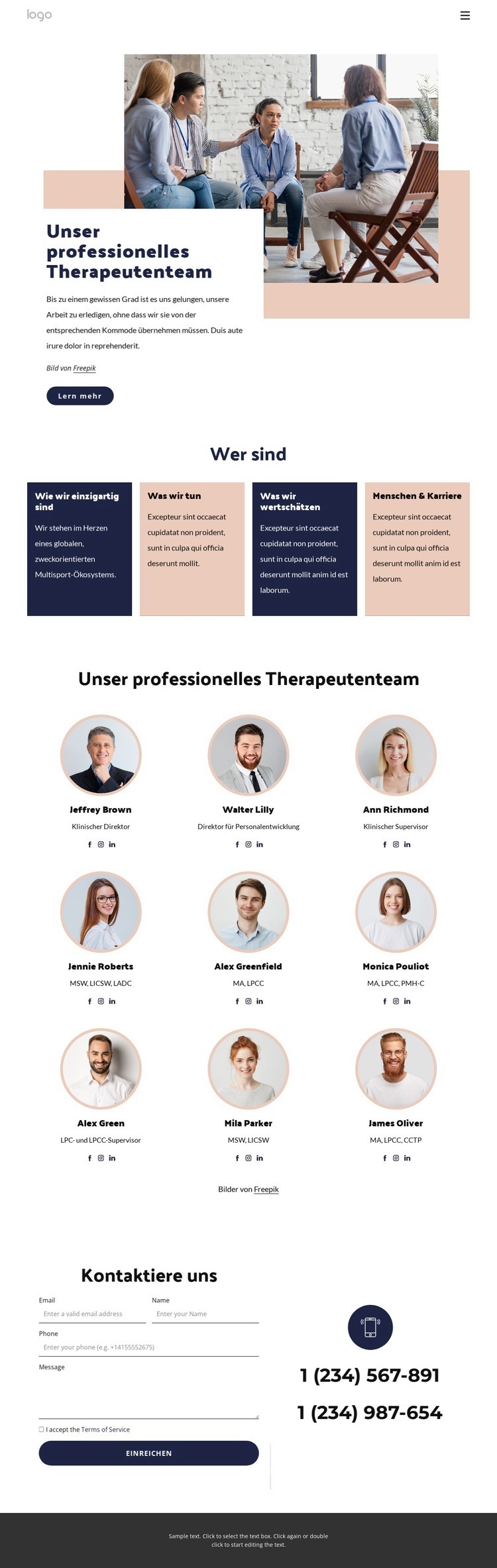 Unser professionelles Therapeutenteam Vorlage