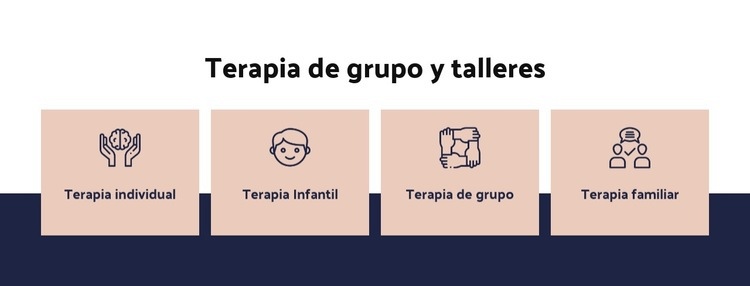 Terapia de grupo y talleres. Página de destino