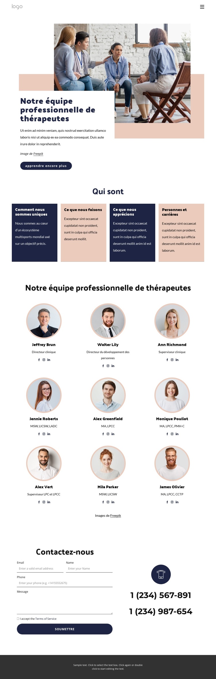 Notre équipe professionnelle de thérapeutes Thème WordPress