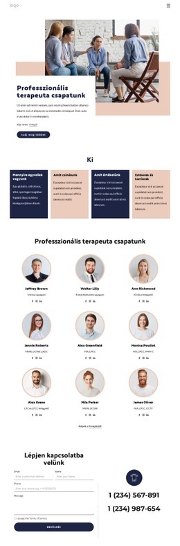 Professzionális Terapeuta Csapatunk - Egyszerű Webhelysablon