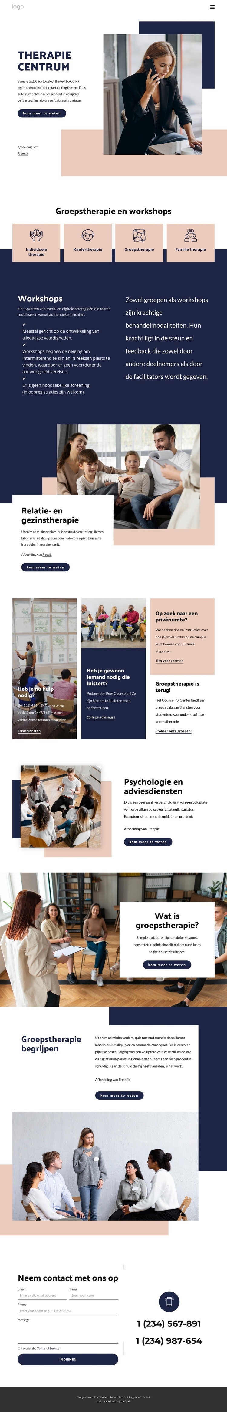 Therapie centrum Sjabloon voor één pagina