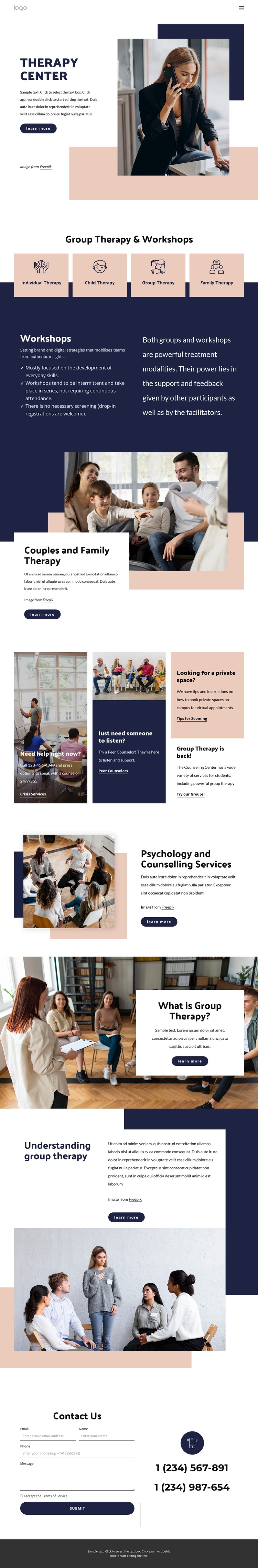 Therapy center One Page Template