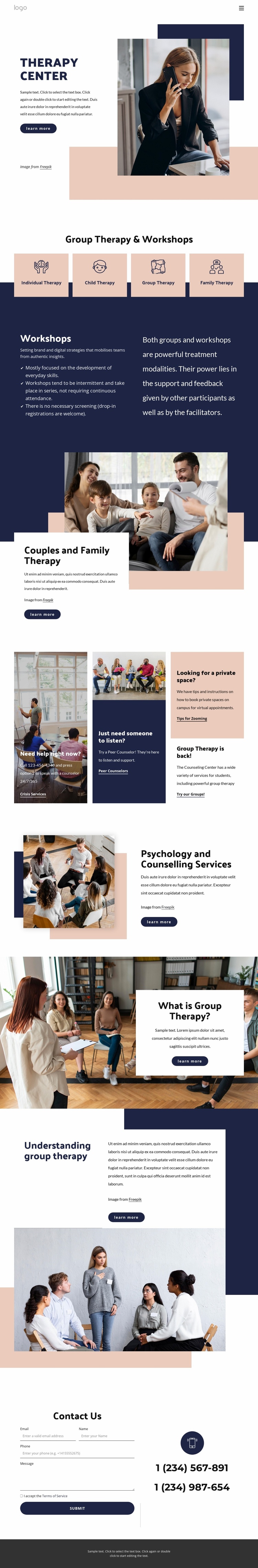 Therapy center Landing Page