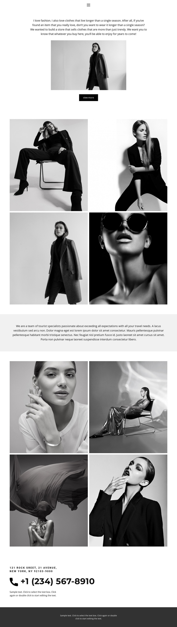 Our lookbook One Page Template