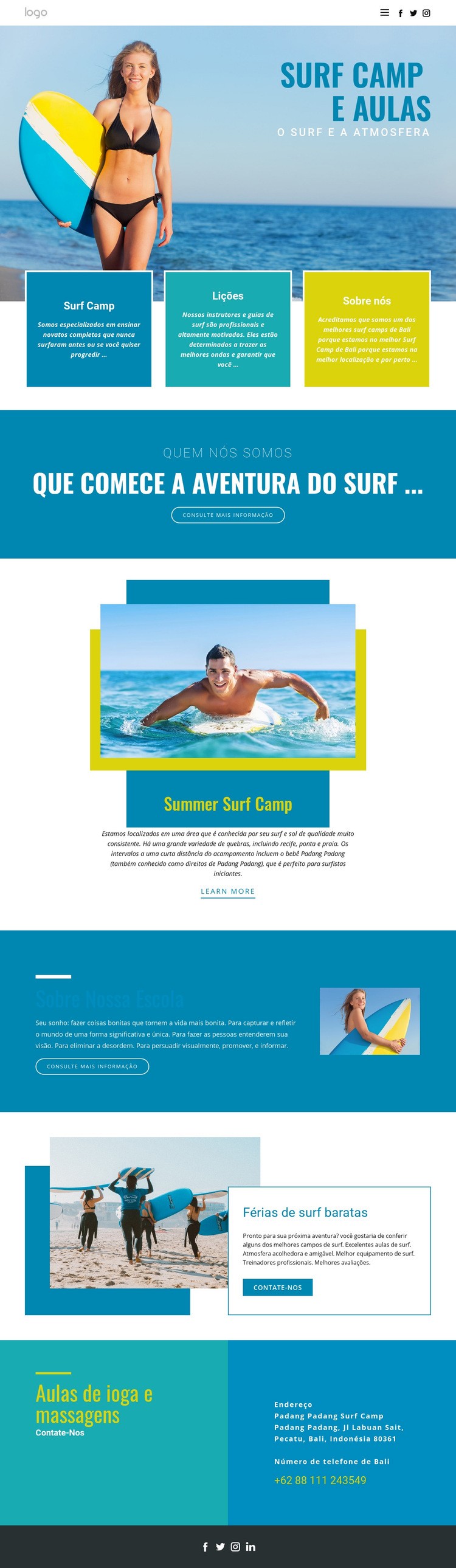 Acampamento para esportes de verão Landing Page