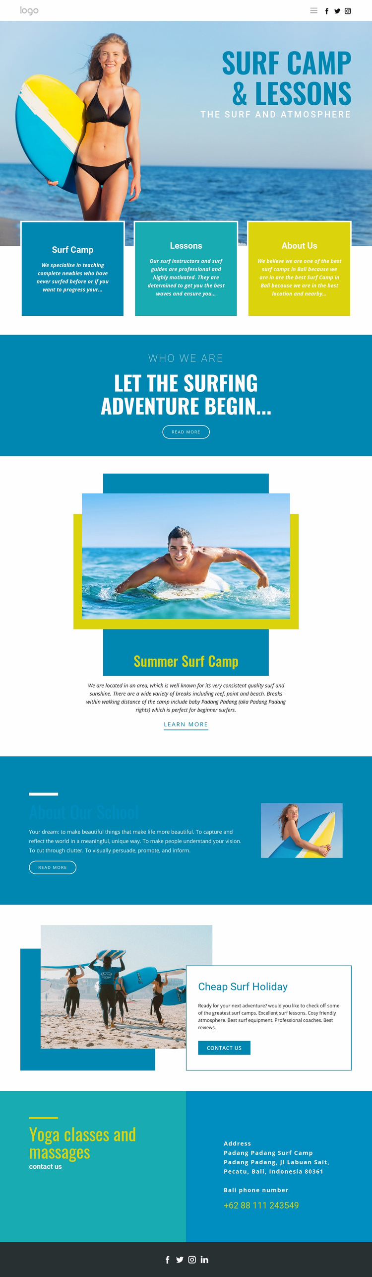 Camp for summer sports Web Page Design
