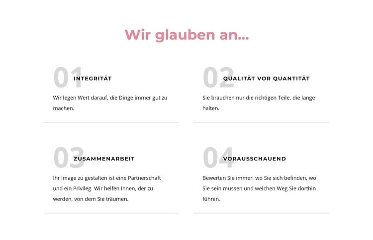 Wir glauben daran Website Builder-Vorlagen