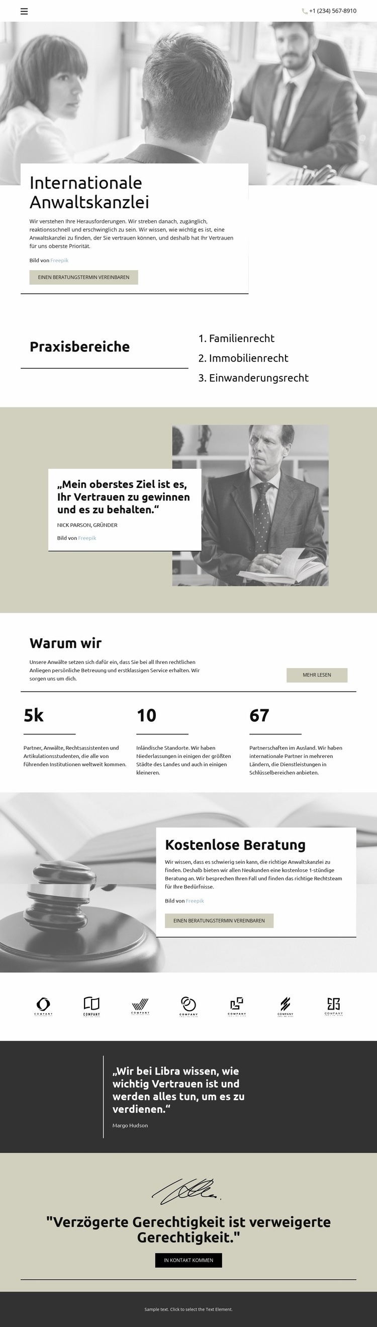 Internationale Anwaltskanzlei Website Builder-Vorlagen