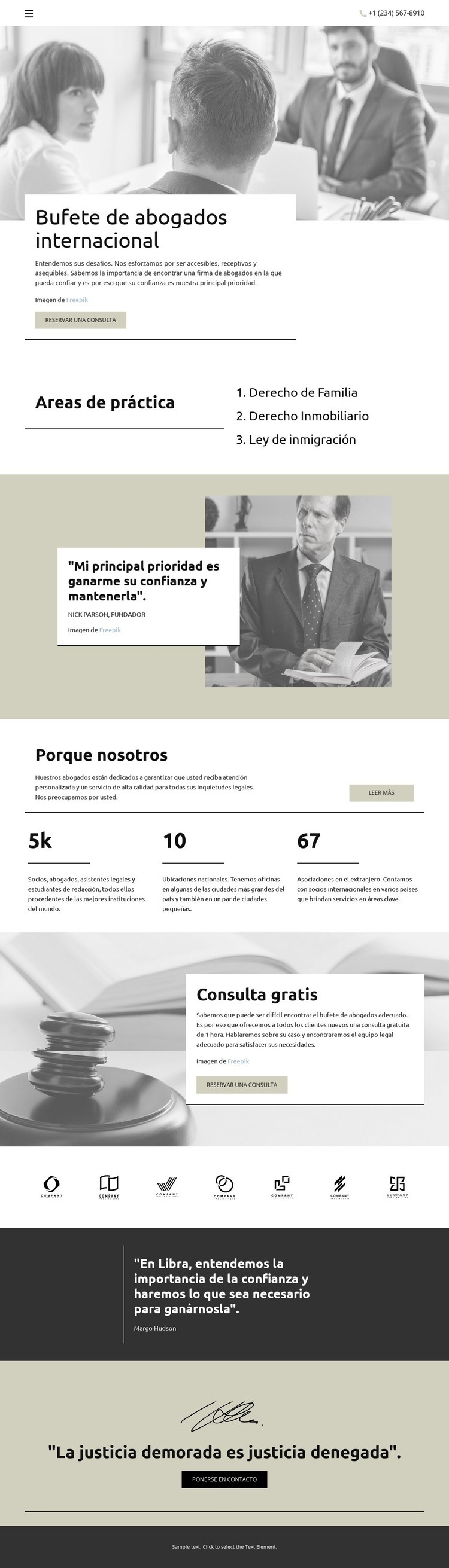 Bufete de abogados internacional Creador de sitios web HTML