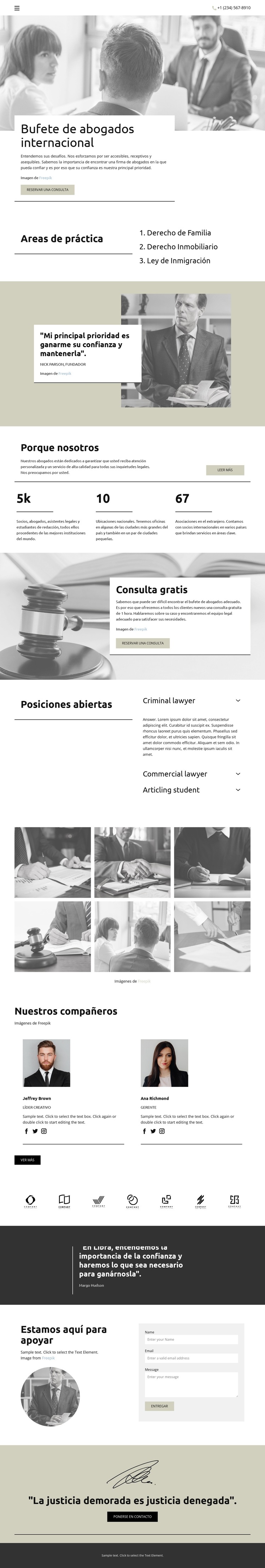 Bufete de abogados internacional Plantilla de sitio web