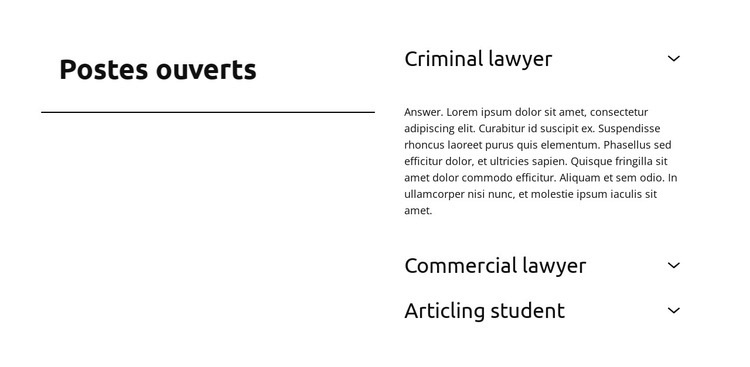 Avocat commercial Maquette de site Web