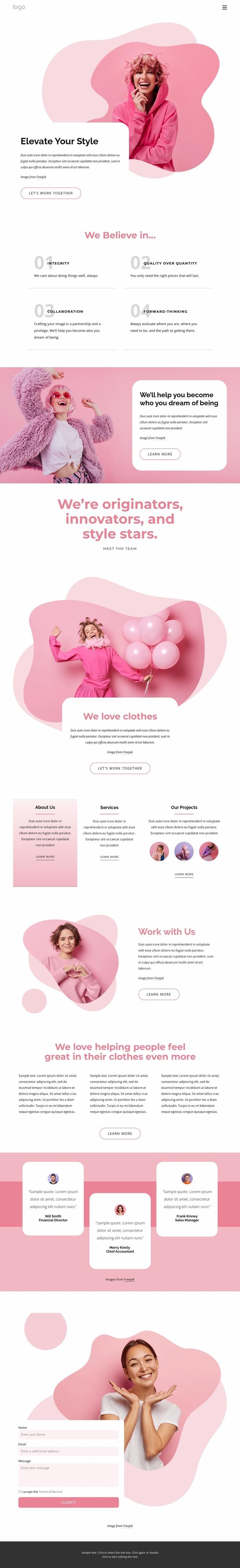 Elevate your style Homepage Design