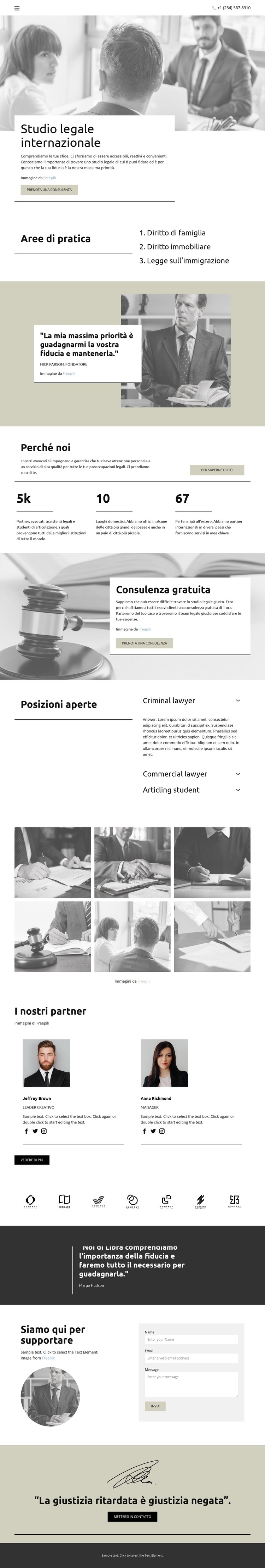 Studio legale internazionale Modello di sito Web