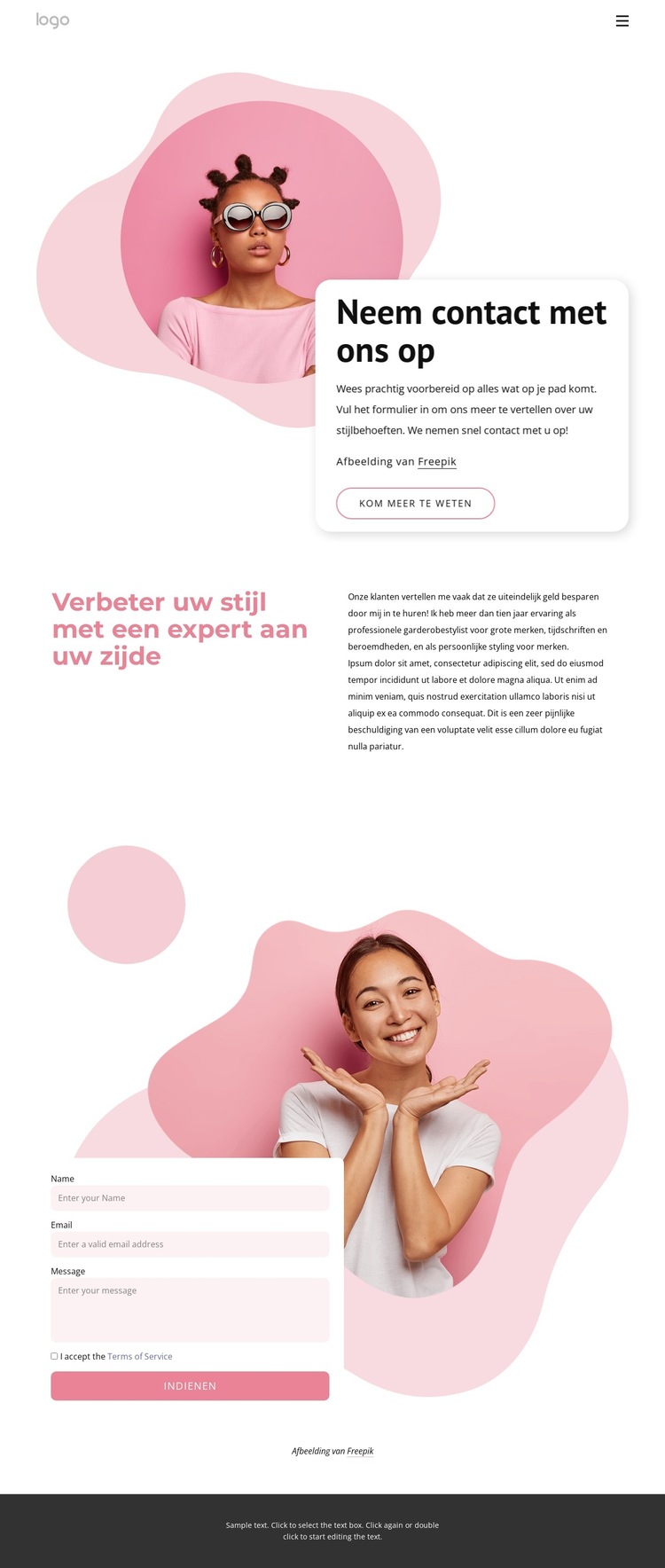 Vind jouw eeuwige stylist Website sjabloon