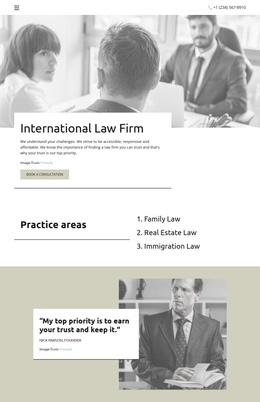 International Law Firm - Best One Page Template