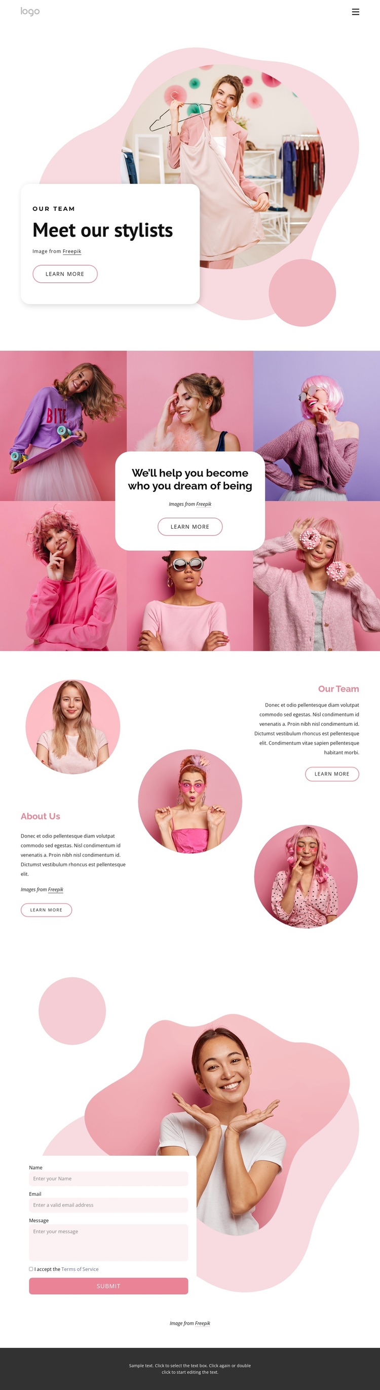 Meet our stylists One Page Template