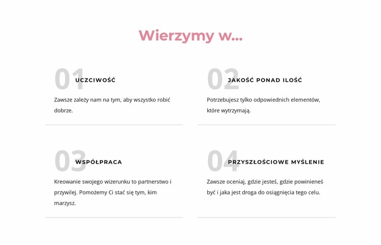 Wierzymy w Makieta strony internetowej