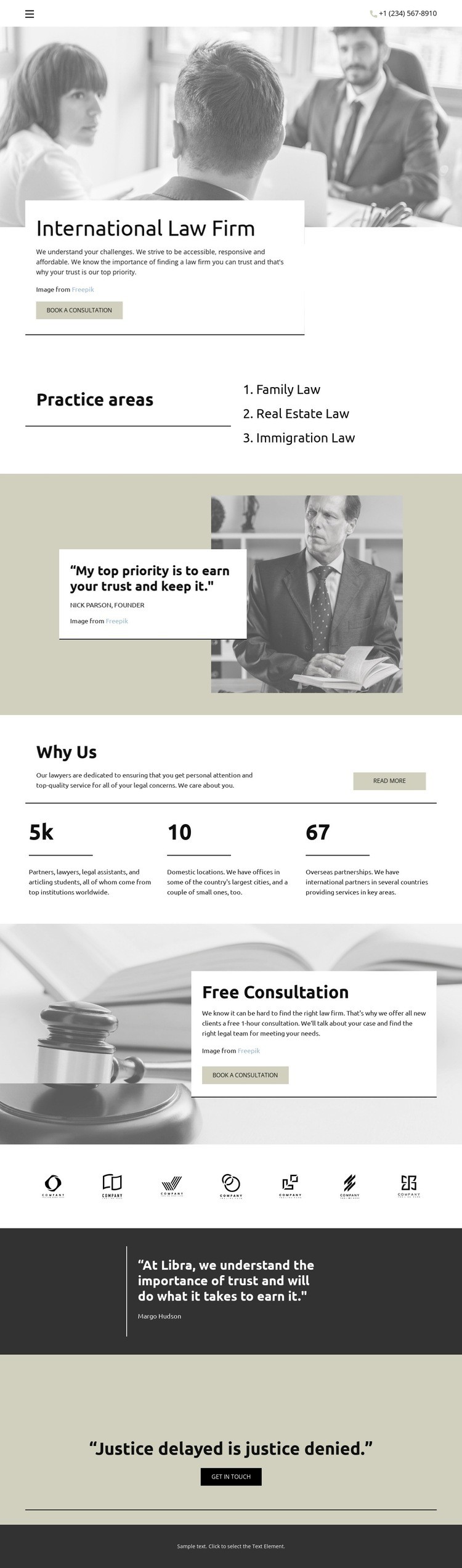 International Law Firm Web Page Design