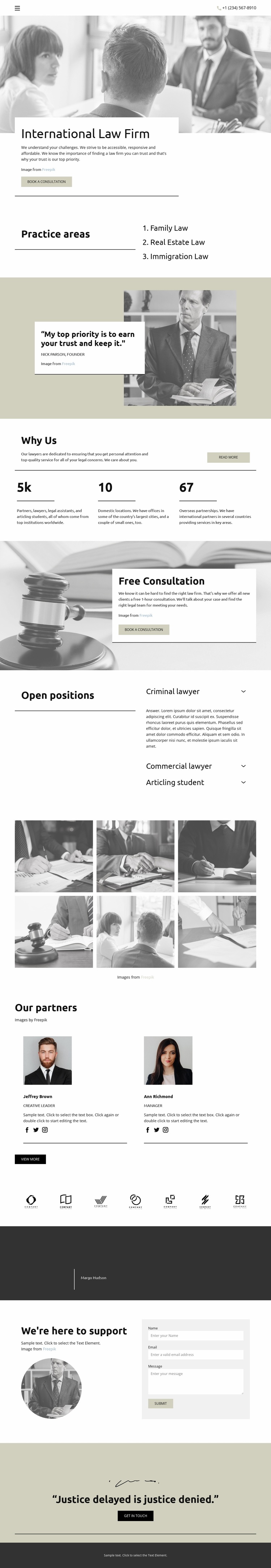 International Law Firm Landing Page
