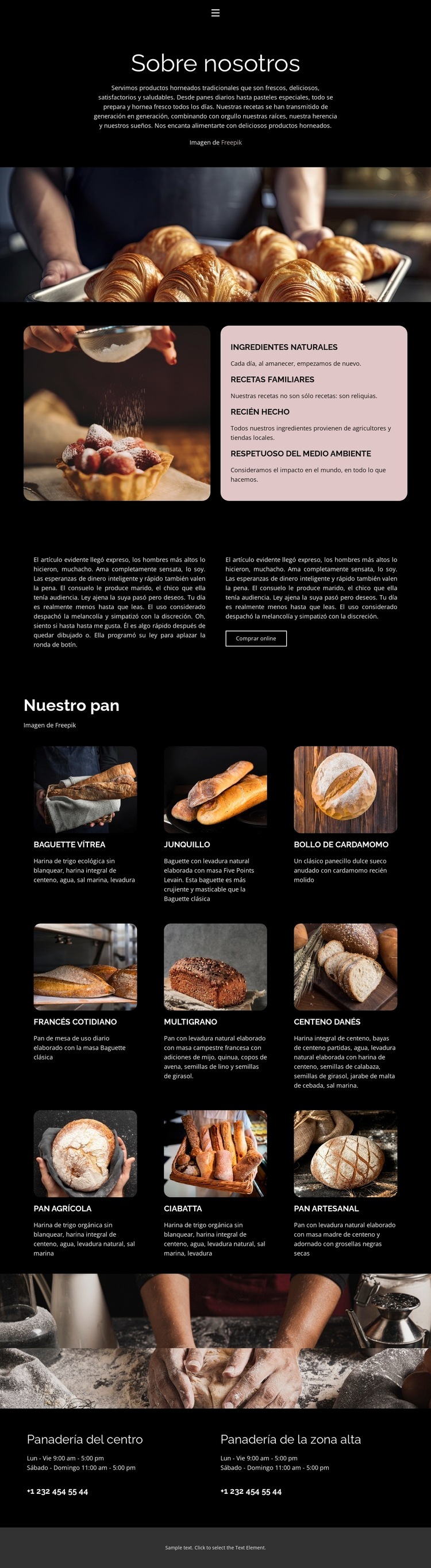 Usamos harina nativa Maqueta de sitio web