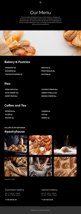 Menu HTML Templates | Nicepage