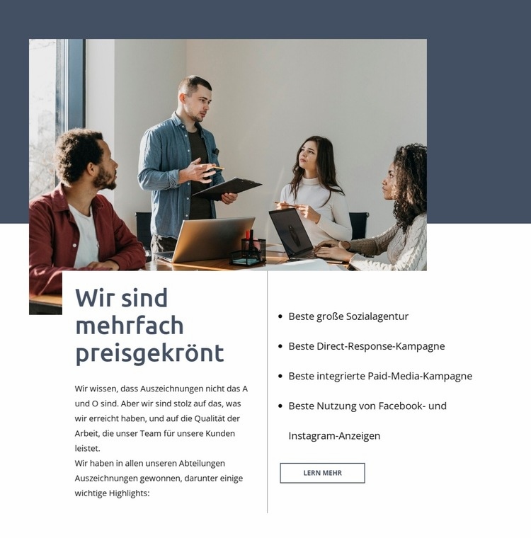 Wir liefern benutzerorientierte Websites Landing Page