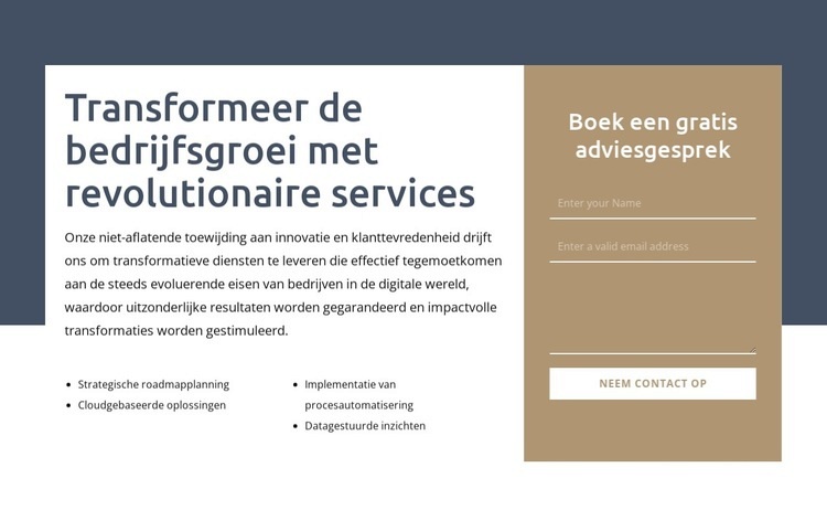 Transformeer de bedrijfsgroei Html Website Builder