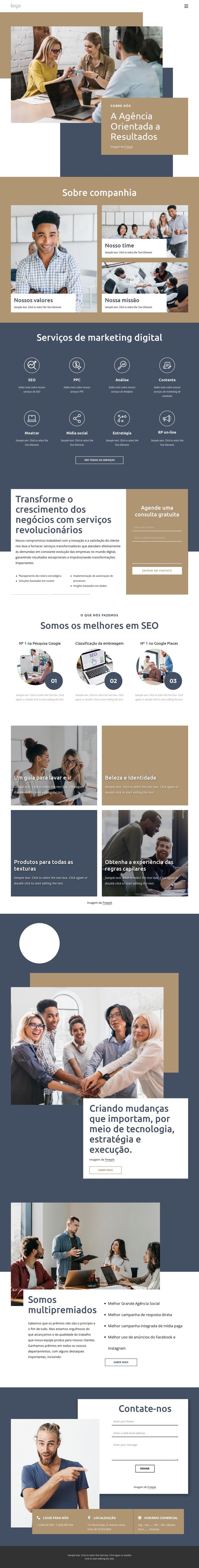 A agência orientada para resultados Landing Page