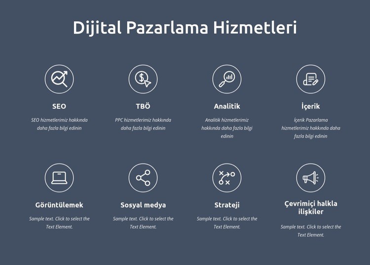 Biz dijital pazarlama hizmetleriyiz Html Web Sitesi Oluşturucu