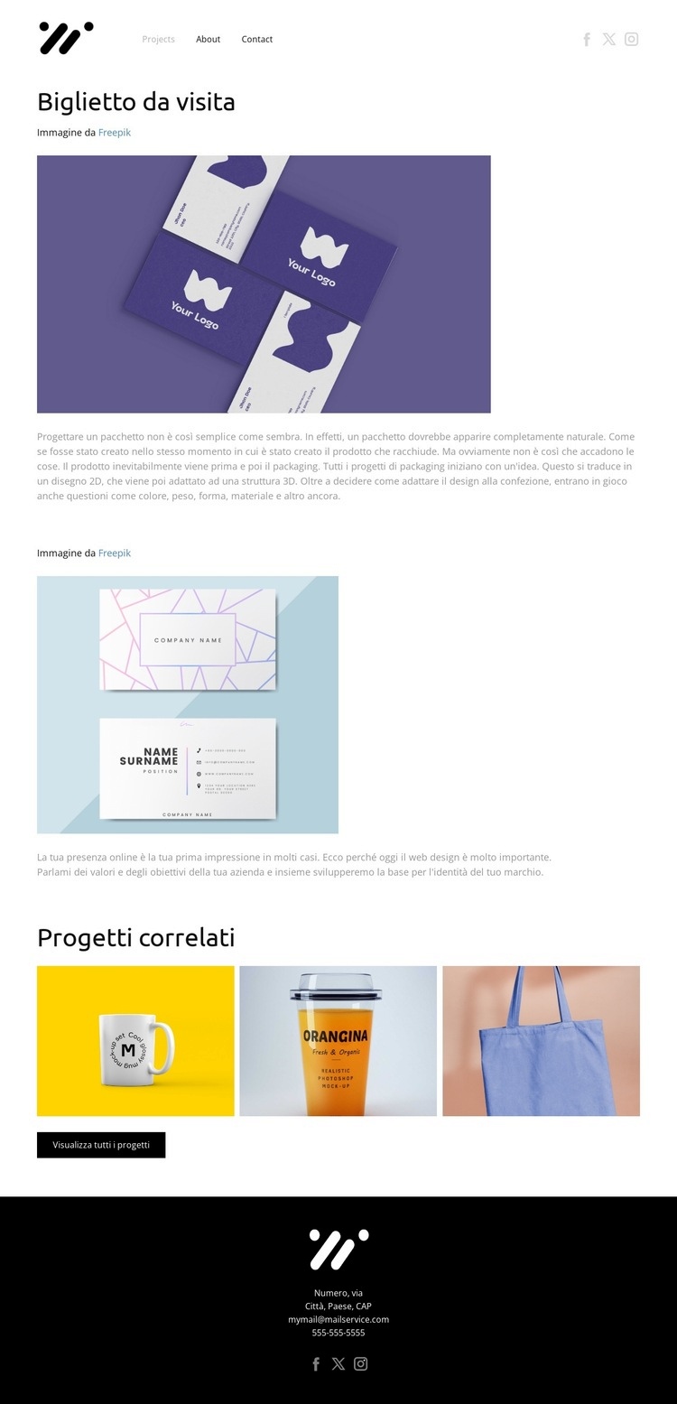 Biglietti da visita Mockup del sito web