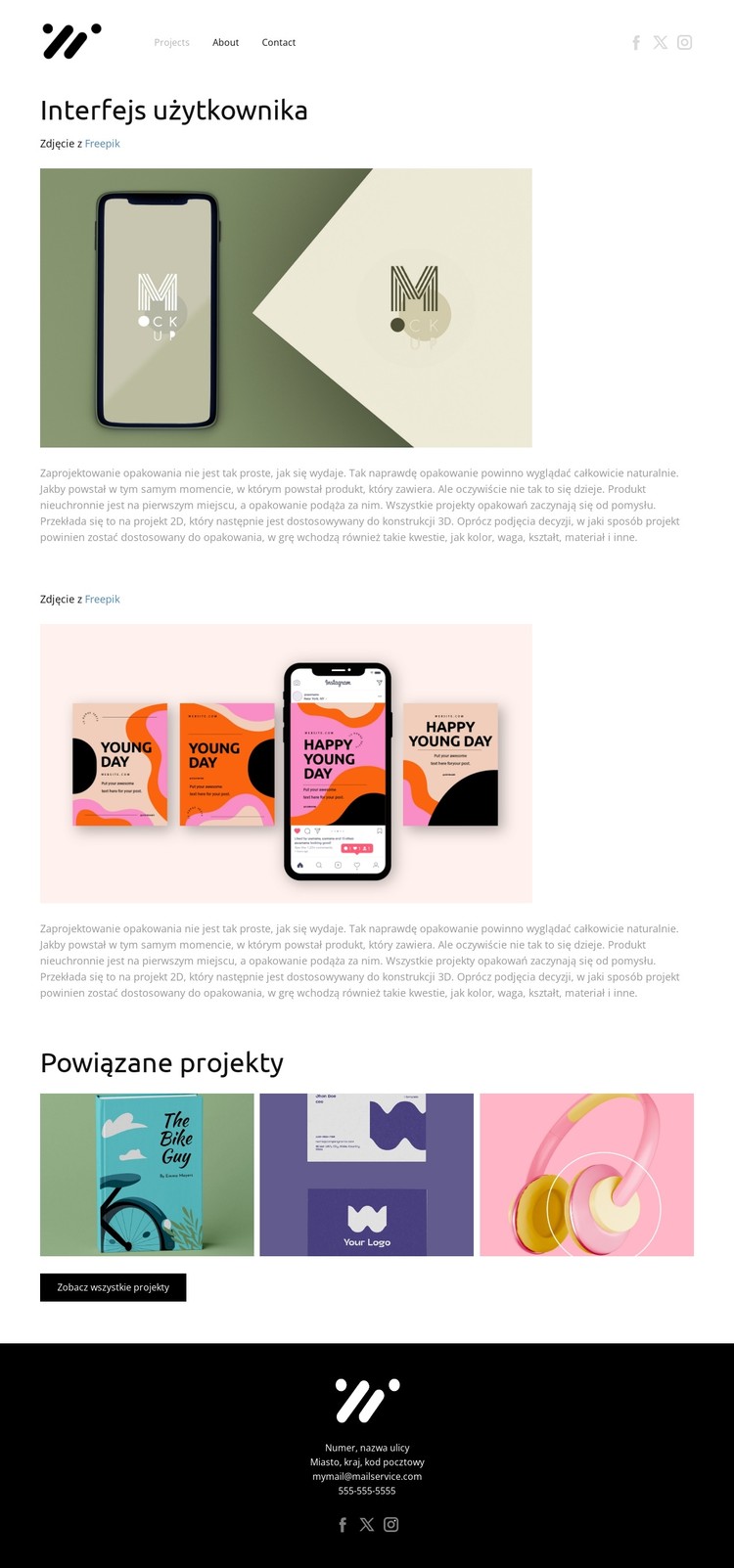 Projekt interfejsu użytkownika Szablon CSS