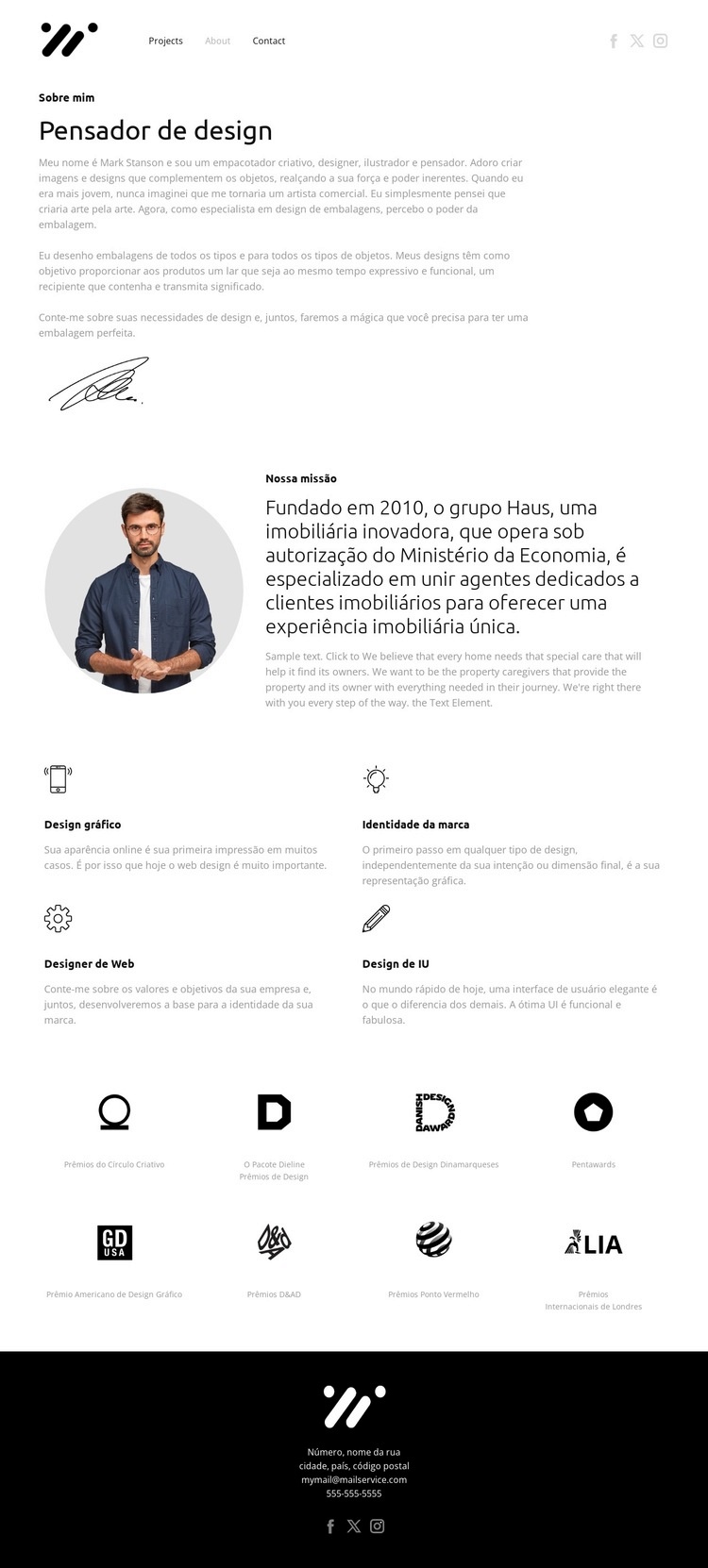 Adoro criar design Design do site