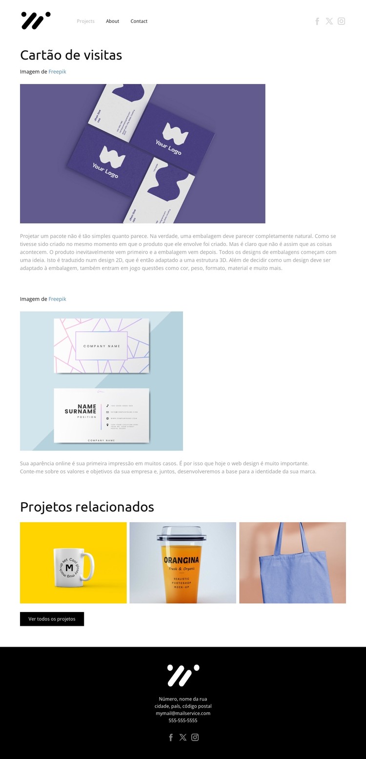 Cartões de negócios Template CSS