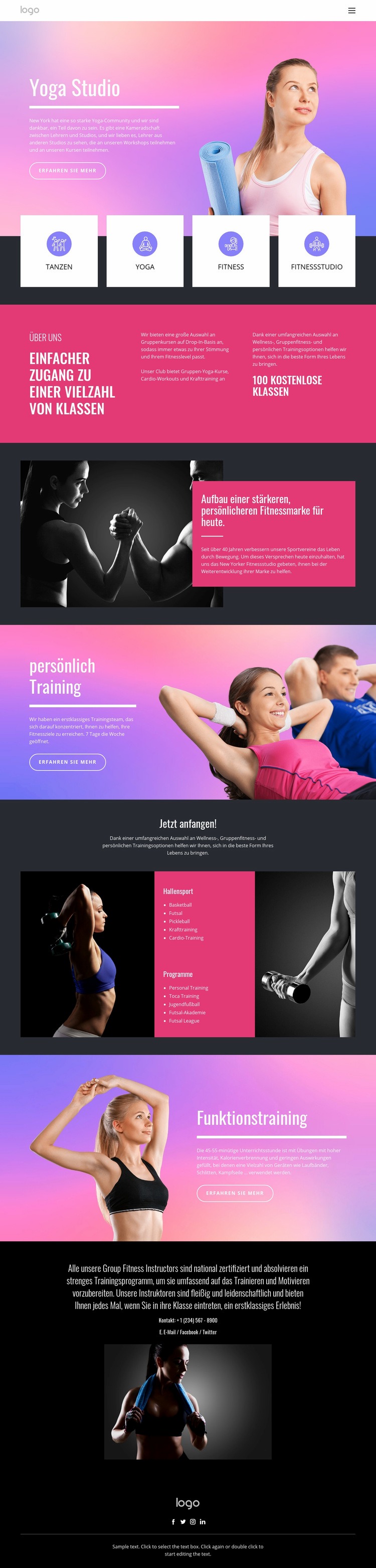 Yoga Studio und andere Sportarten HTML5-Vorlage