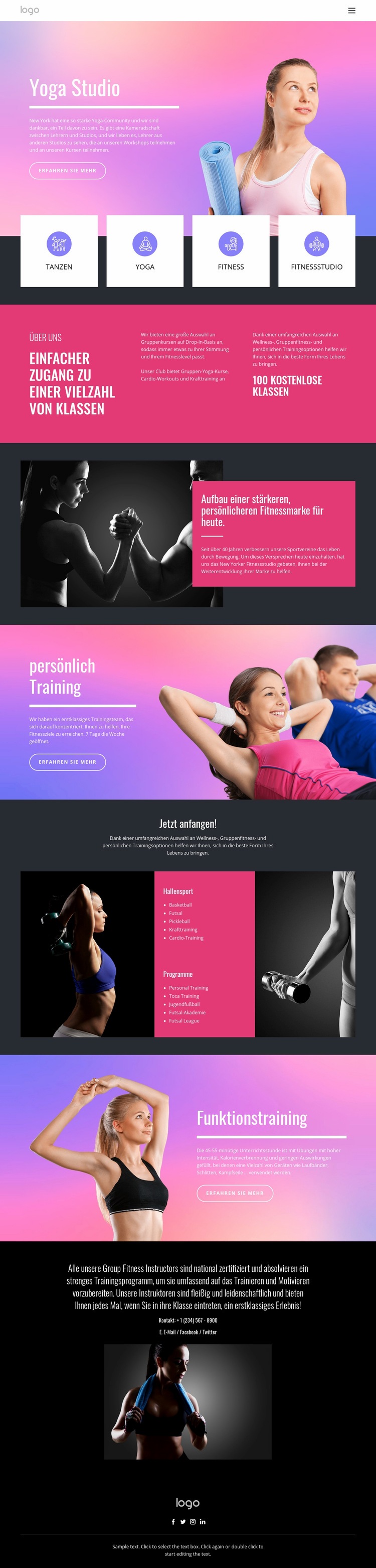 Yoga Studio und andere Sportarten Website-Modell