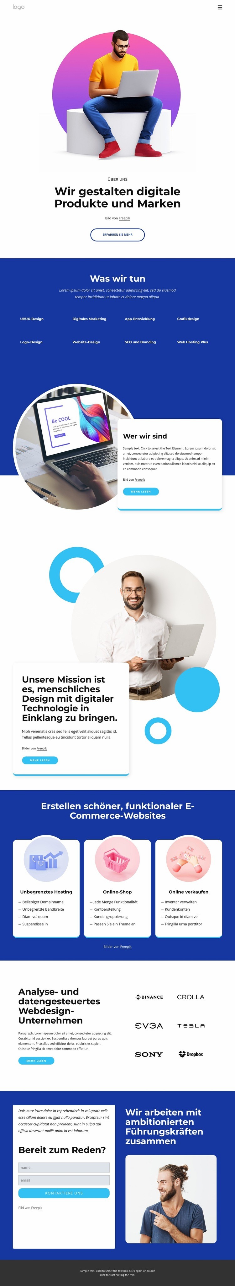 Benutzerzentrierte und innovative digitale Produkte HTML Website Builder