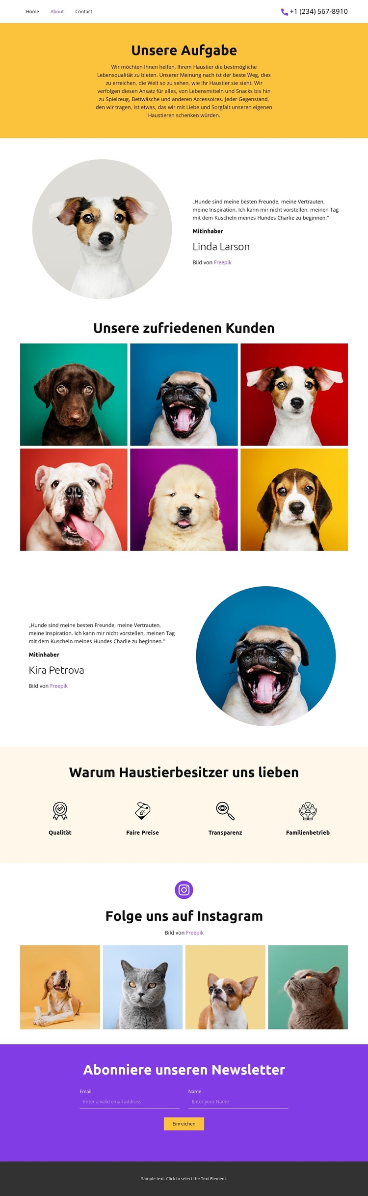 Für alle Ihre Haustiere Website-Vorlage