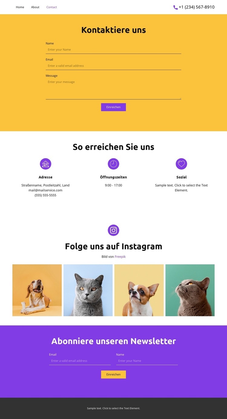 Folge uns auf Landing Page