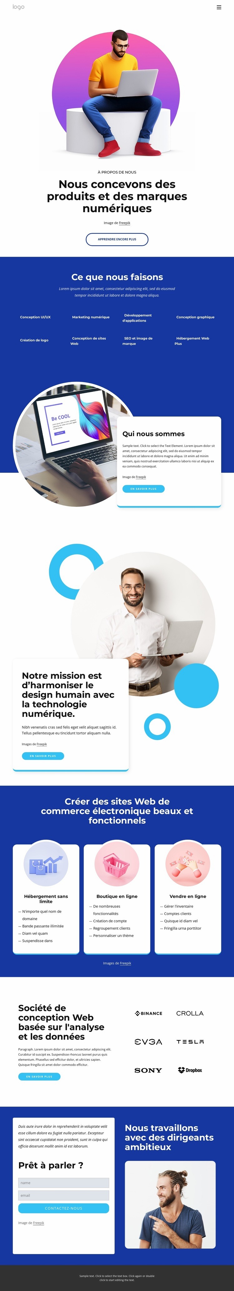 Produits numériques innovants et centrés sur l’utilisateur Créateur de site Web HTML