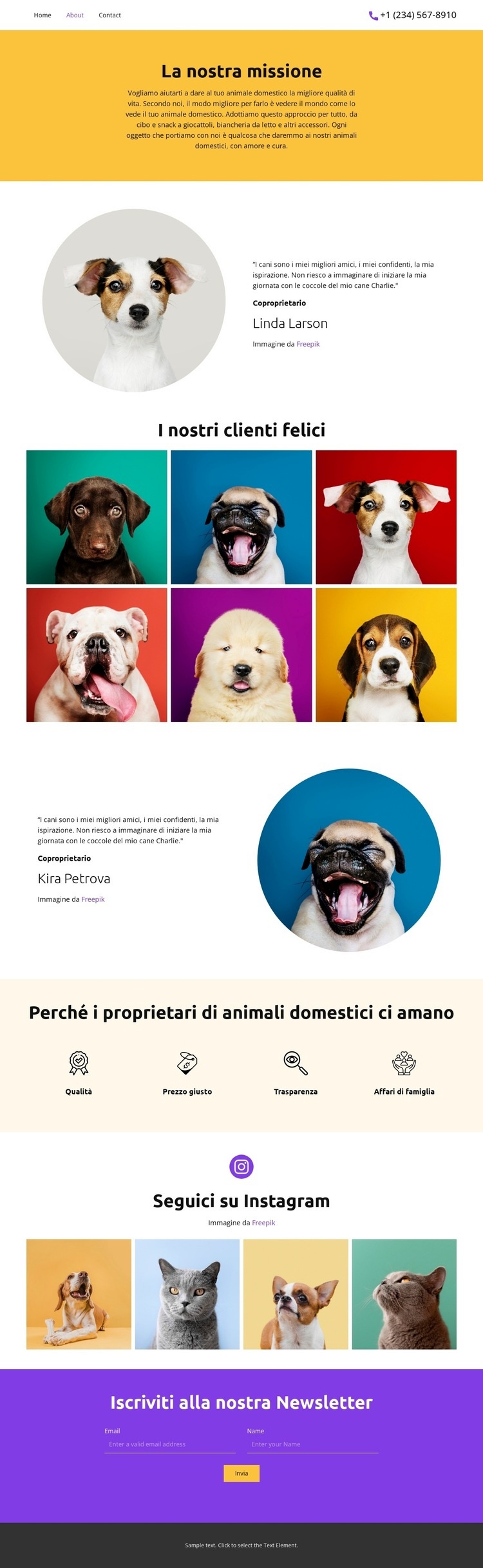 Per tutti i tuoi animali domestici Costruttore di siti web HTML