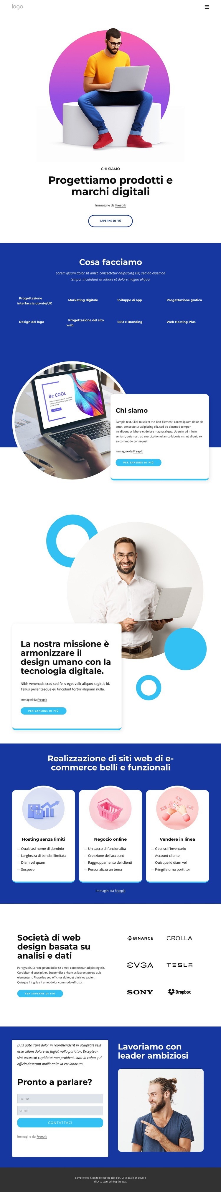 Prodotti digitali innovativi e incentrati sull'utente Mockup del sito web