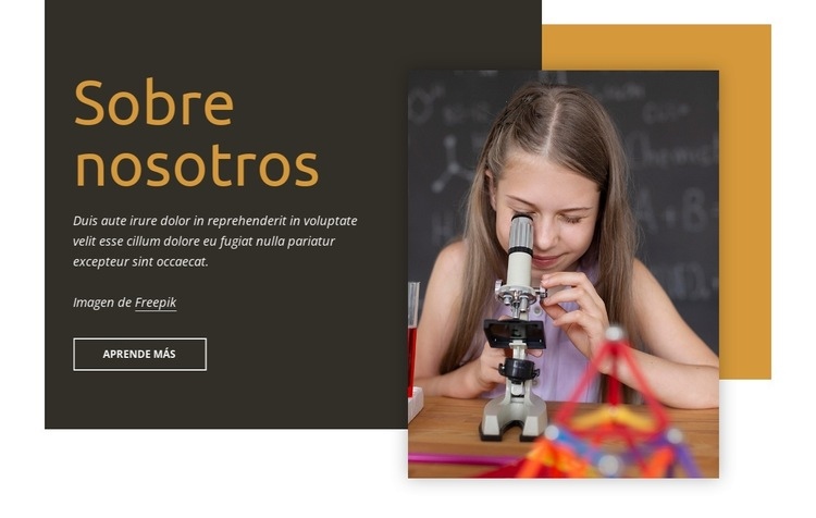 Desarrollo científico para niños. Maqueta de sitio web