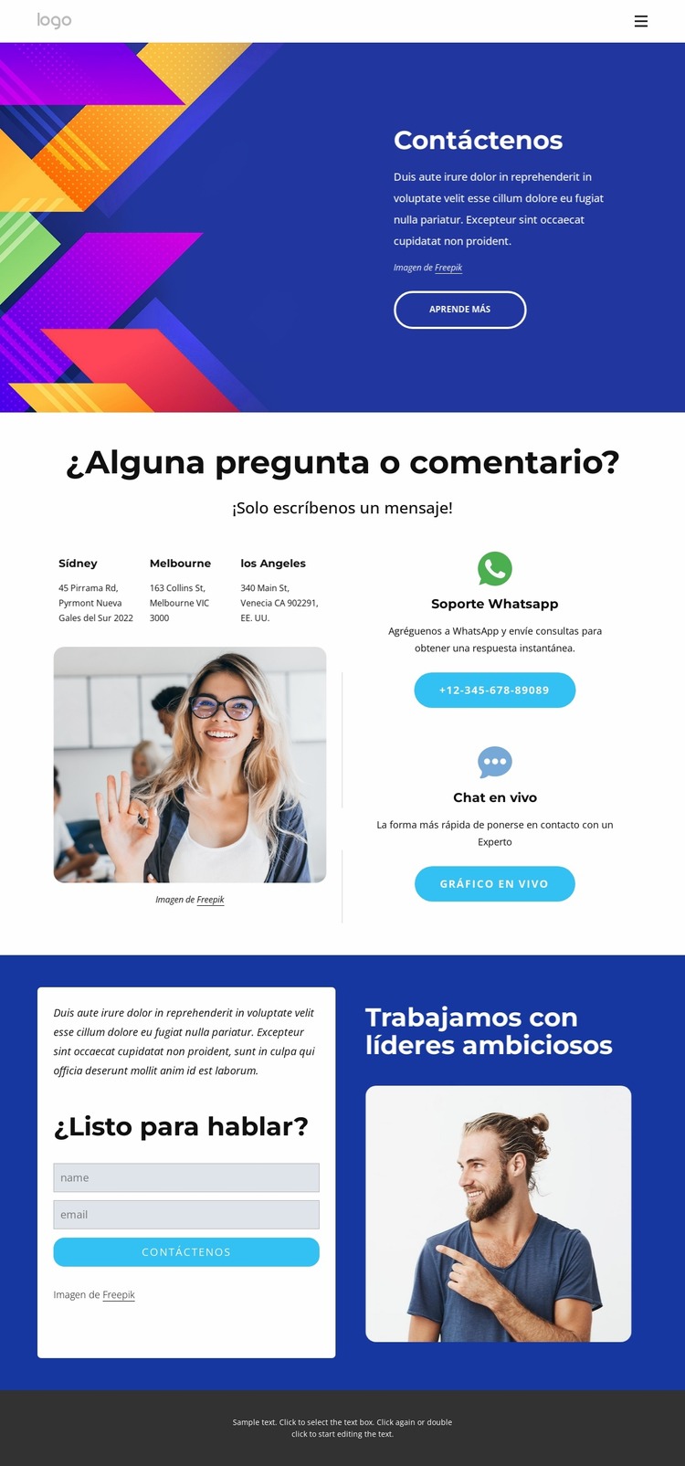 Póngase en contacto a continuación Plantilla Joomla