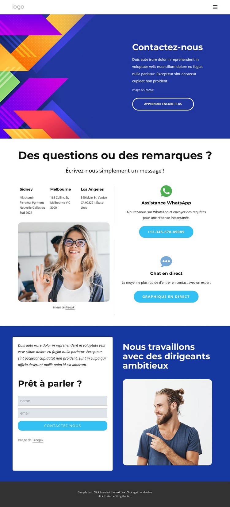 Contactez-nous ci-dessous Modèles de constructeur de sites Web